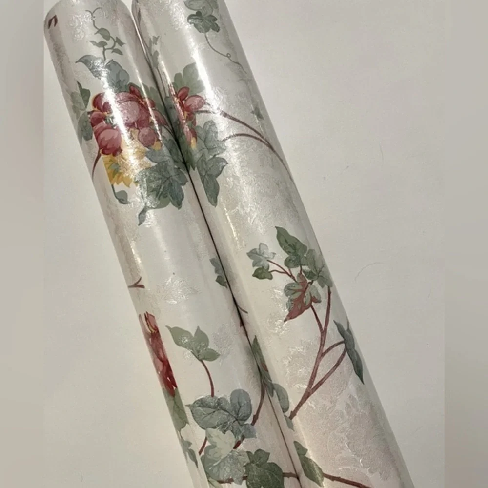 New Village Floral Texture Prepaste/Wash/Peel Vinyl Double Rolls Wallpaper Set